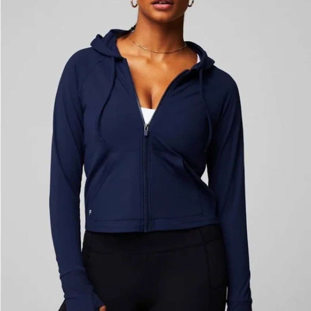 Fabletics Navy Blue Oasis Zip-Up Hoodie